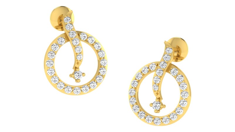 IGI Certified Natural Diamond 14/18K Fine Gold Earring Yellow Gold