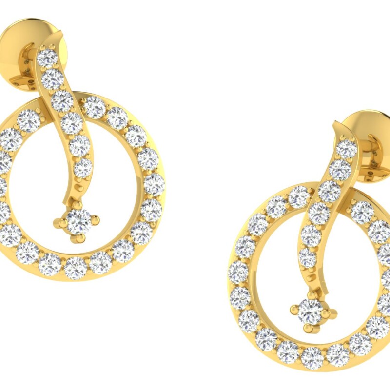 IGI Certified Natural Diamond 14/18K Fine Gold Earring Yellow Gold