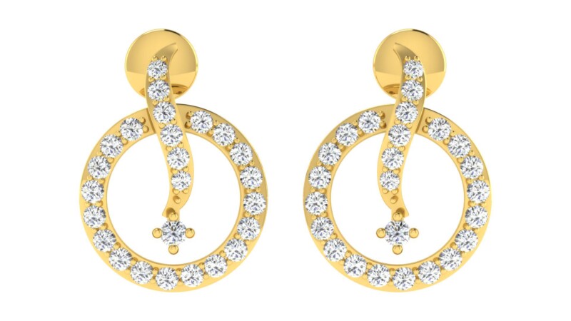 IGI Certified Natural Diamond 14/18K Fine Gold Earring Yellow Gold