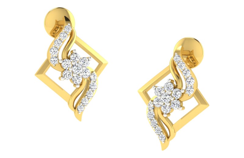 IGI Certified Natural Diamond 14/18K Fine Gold Earring Yellow Gold