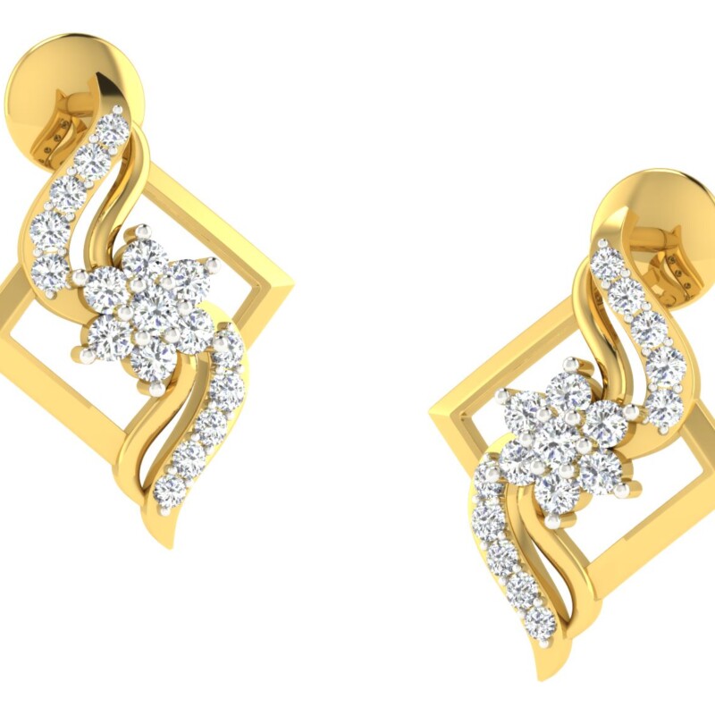 IGI Certified Natural Diamond 14/18K Fine Gold Earring Yellow Gold