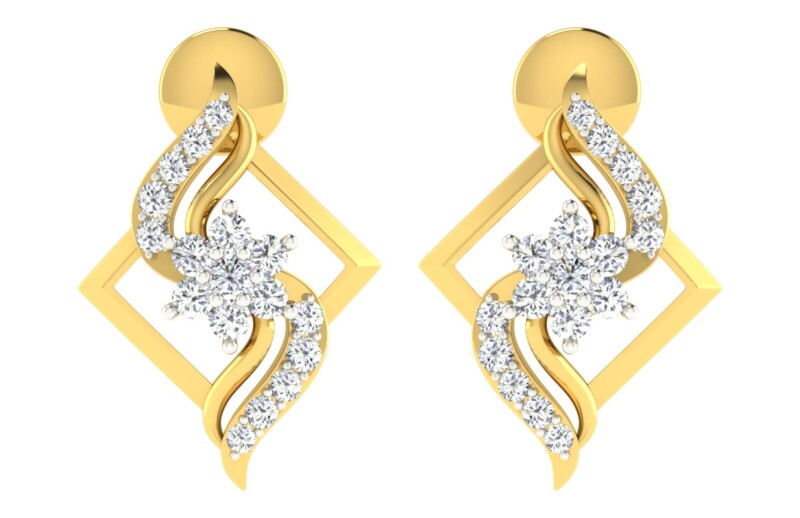 IGI Certified Natural Diamond 14/18K Fine Gold Earring Yellow Gold