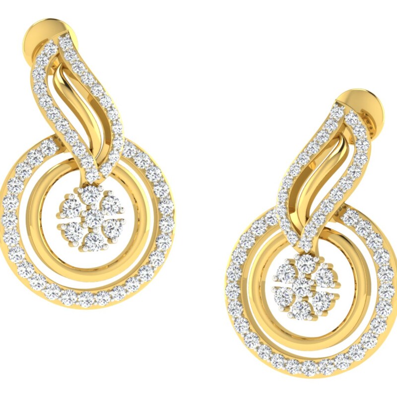 IGI Certified Natural Diamond 14/18K Fine Gold Earring Yellow Gold