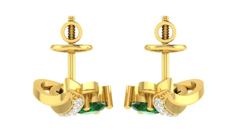 IGI Certified Natural Diamond 14/18K Fine Gold Earring Yellow Gold