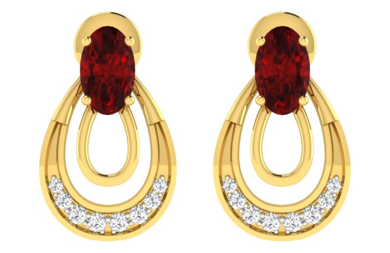 IGI Certified Natural Diamond 14/18K Fine Gold Earring Yellow Gold