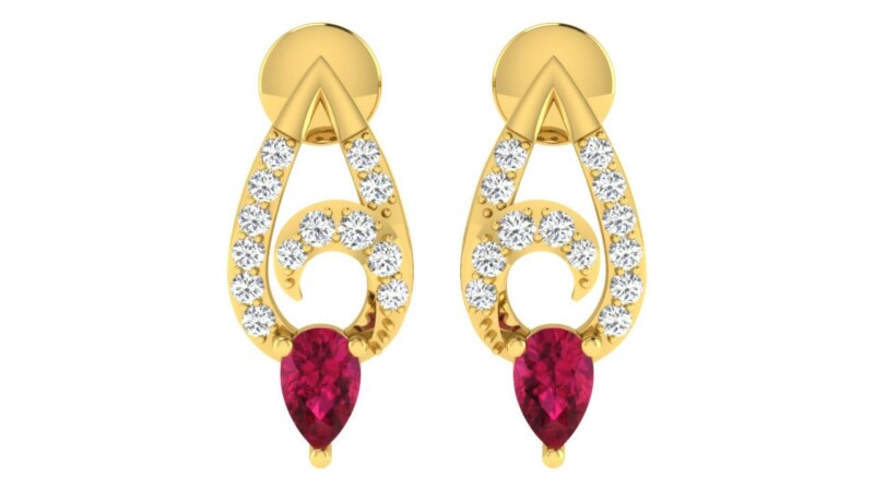 IGI Certified Natural Diamond 14/18K Fine Gold Earring Yellow Gold