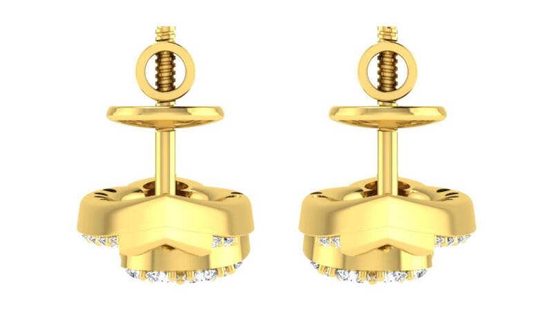 IGI Certified Natural Diamond 14/18K Fine Gold Earring Yellow Gold