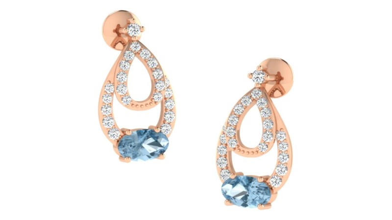 IGI Certified Natural Diamond 14/18K Fine Gold Earring Rose Gold