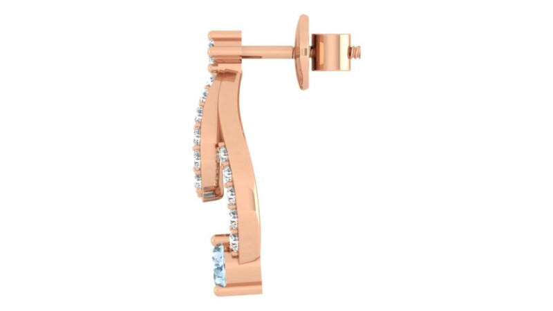 IGI Certified Natural Diamond 14/18K Fine Gold Earring Rose Gold