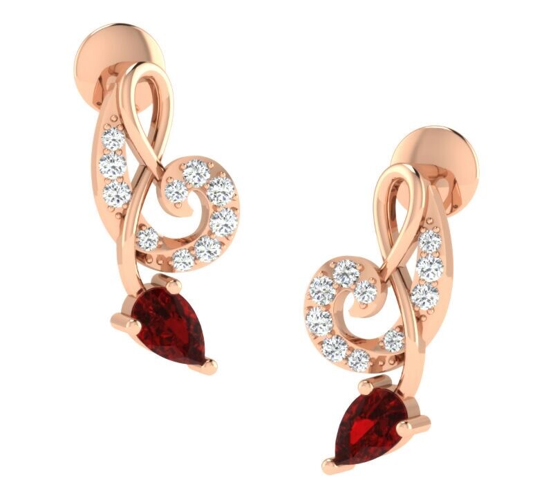 IGI Certified Natural Diamond 14/18K Fine Gold Earring Rose Gold