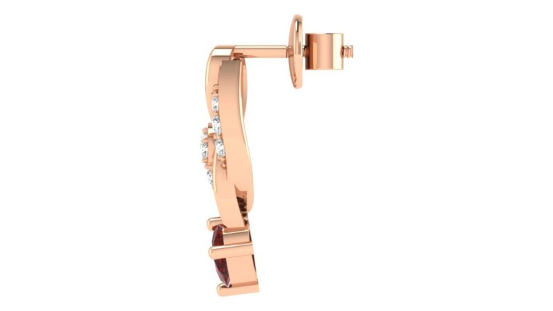 IGI Certified Natural Diamond 14/18K Fine Gold Earring Rose Gold