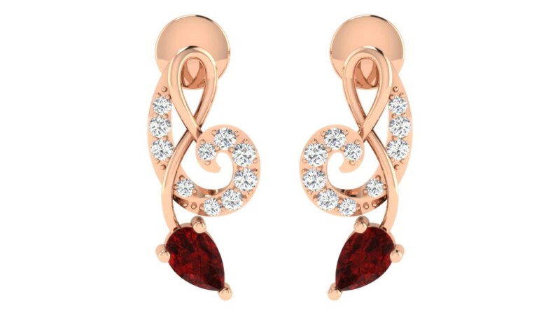 IGI Certified Natural Diamond 14/18K Fine Gold Earring Rose Gold