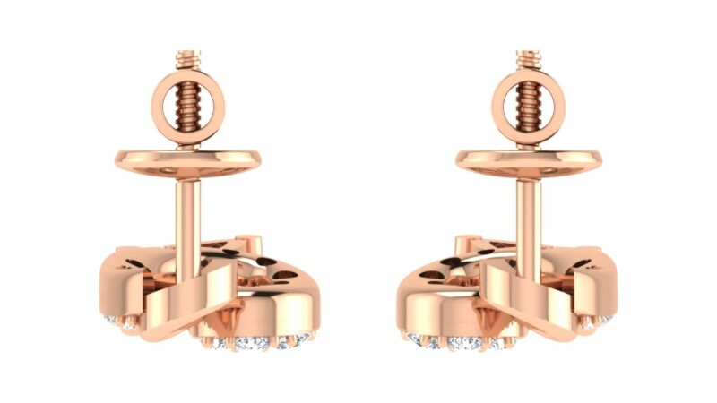 IGI Certified Natural Diamond 14/18K Fine Gold Earring Rose Gold