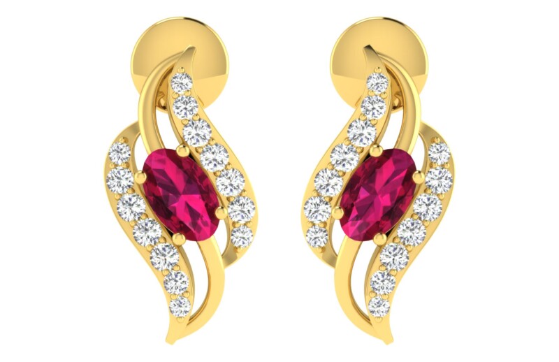 IGI Certified Natural Diamond 14/18K Fine Gold Earring Yellow Gold