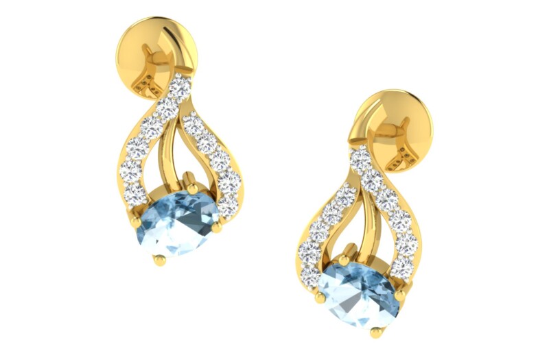 IGI Certified Natural Diamond 14/18K Fine Gold Earring Yellow Gold