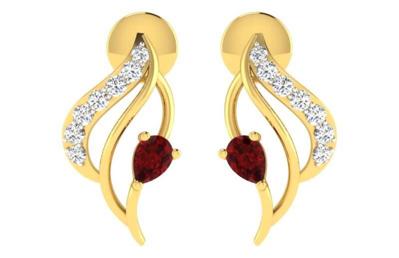 IGI Certified Natural Diamond 14/18K Fine Gold Earring Yellow Gold
