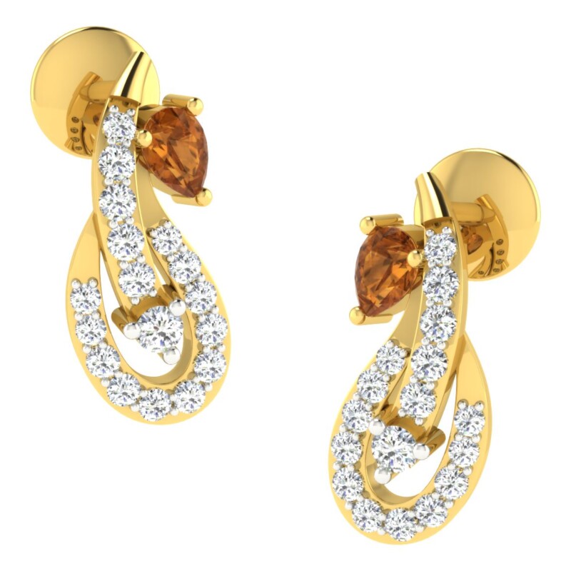 IGI Certified Natural Diamond 14/18K Fine Gold Earring Yellow Gold