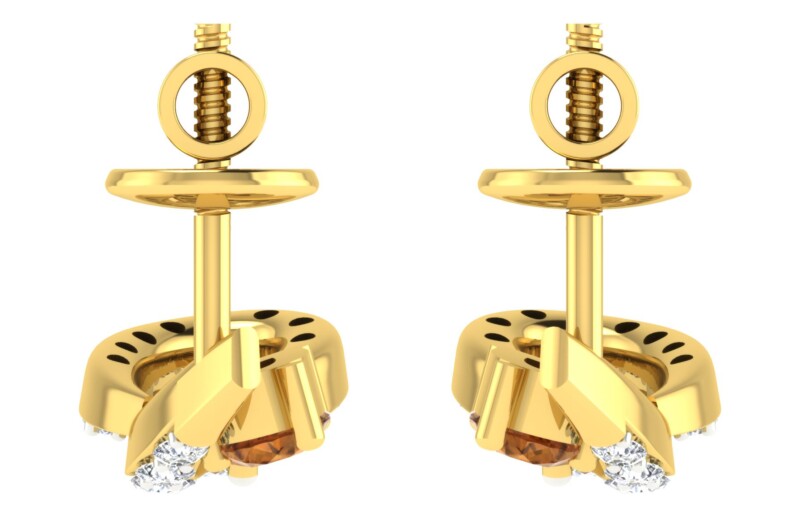 IGI Certified Natural Diamond 14/18K Fine Gold Earring Yellow Gold