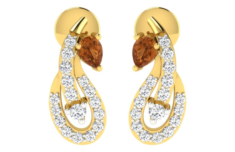 IGI Certified Natural Diamond 14/18K Fine Gold Earring Yellow Gold