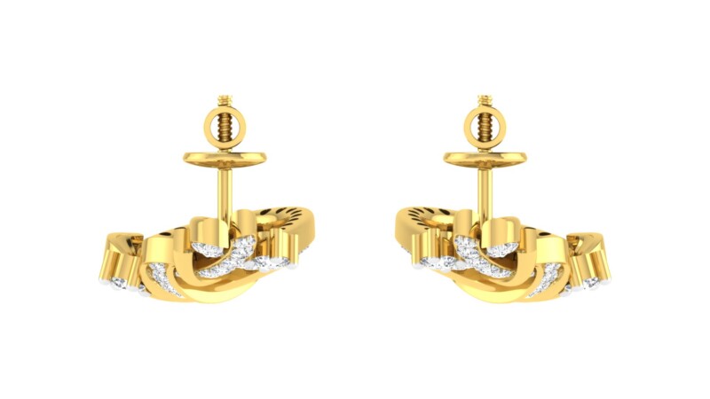 IGI Certified Natural Diamond 14/18K Fine Gold Earring Yellow Gold