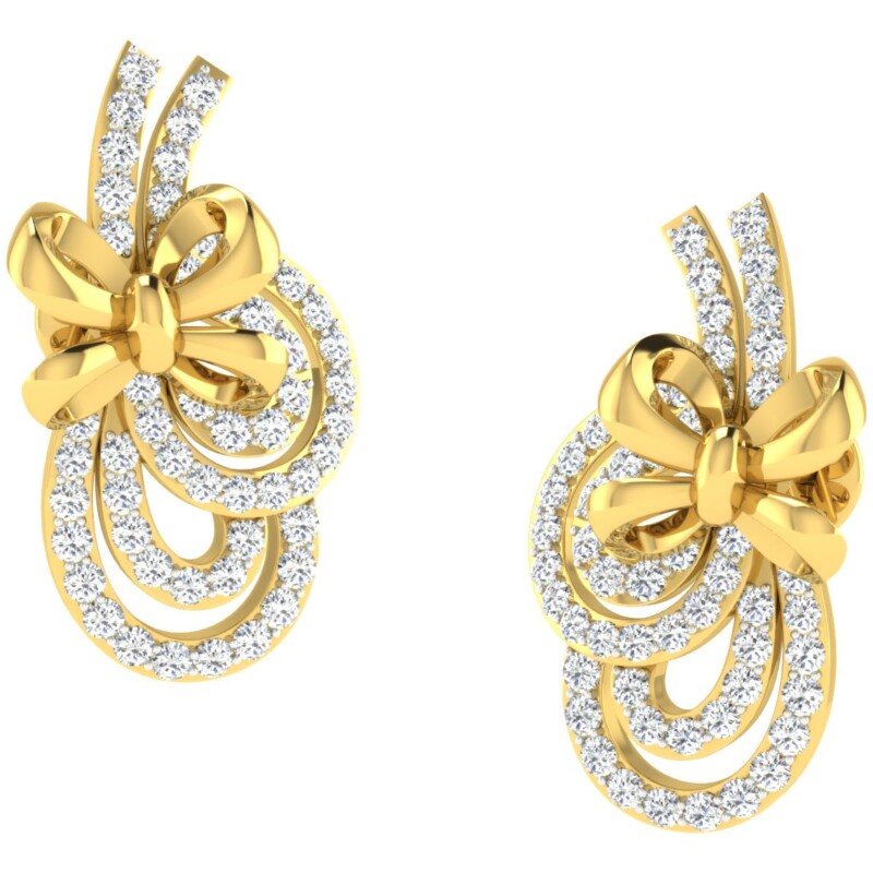 IGI Certified Natural Diamond 14/18K Fine Gold Earring Yellow Gold