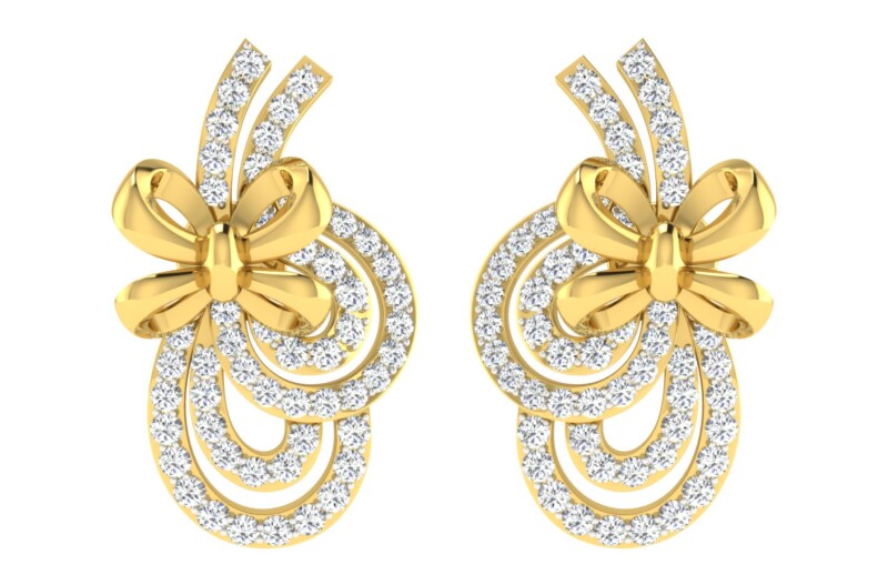 IGI Certified Natural Diamond 14/18K Fine Gold Earring Yellow Gold