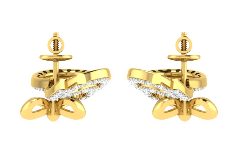 IGI Certified Natural Diamond 14/18K Fine Gold Earring Yellow Gold