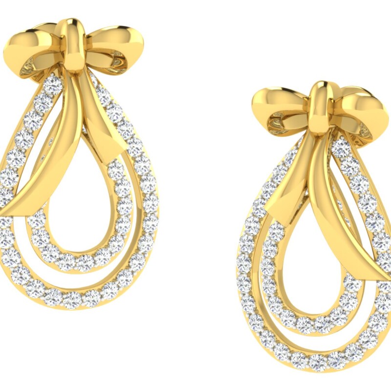 IGI Certified Natural Diamond 14/18K Fine Gold Earring Yellow Gold