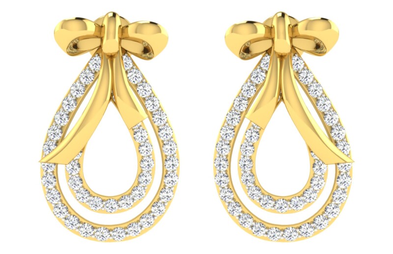 IGI Certified Natural Diamond 14/18K Fine Gold Earring Yellow Gold