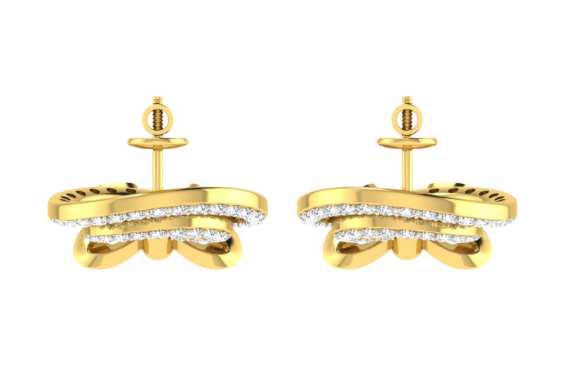 IGI Certified Natural Diamond 14/18K Fine Gold Earring Yellow Gold