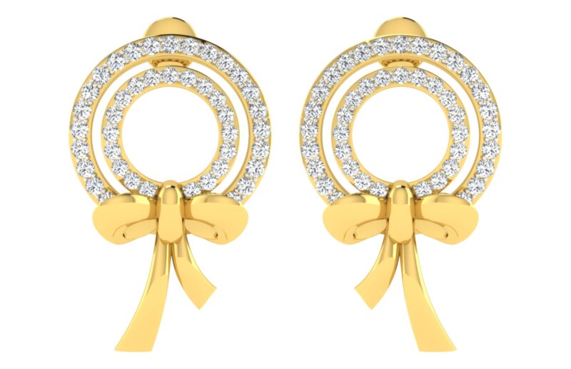 IGI Certified Natural Diamond 14/18K Fine Gold Earring Yellow Gold