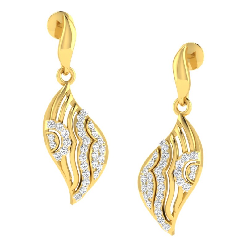 IGI Certified Natural Diamond 14/18K Fine Gold Earring Yellow Gold