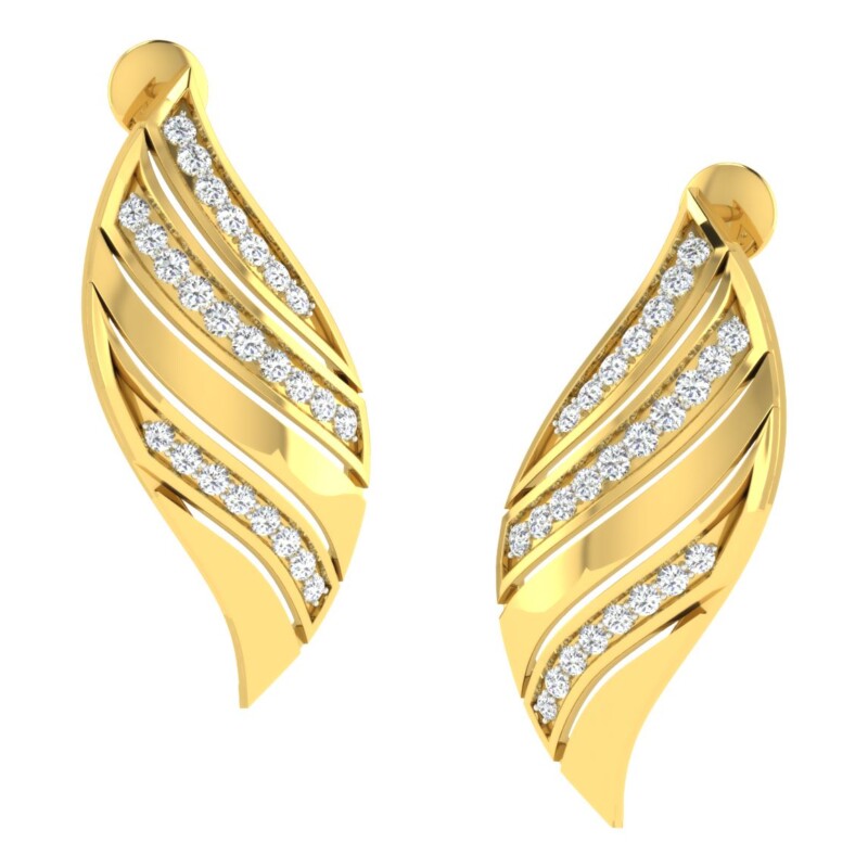 IGI Certified Natural Diamond 14/18K Fine Gold Earring Yellow Gold