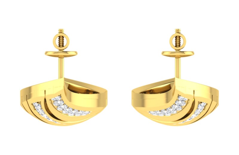 IGI Certified Natural Diamond 14/18K Fine Gold Earring Yellow Gold