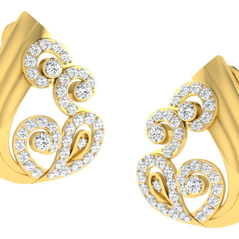 IGI Certified Natural Diamond 14/18K Fine Gold Earring Yellow Gold