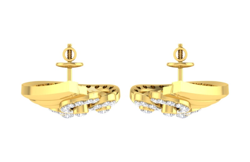 IGI Certified Natural Diamond 14/18K Fine Gold Earring Yellow Gold