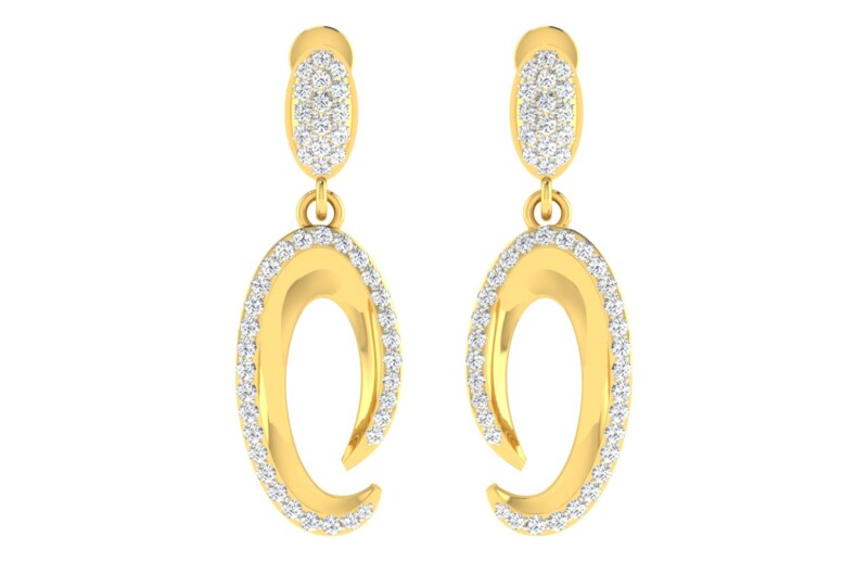 IGI Certified Natural Diamond 14/18K Fine Gold Earring Yellow Gold