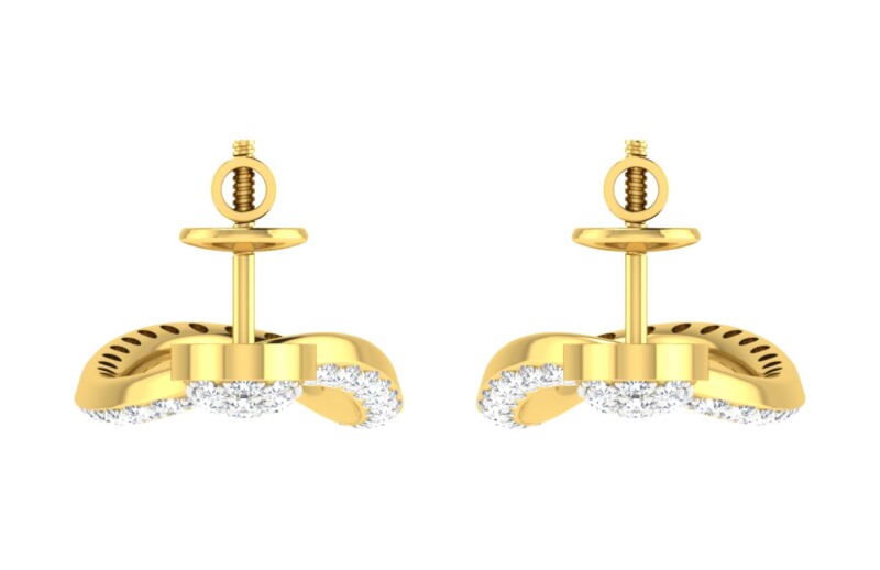 IGI Certified Natural Diamond 14/18K Fine Gold Earring Yellow Gold