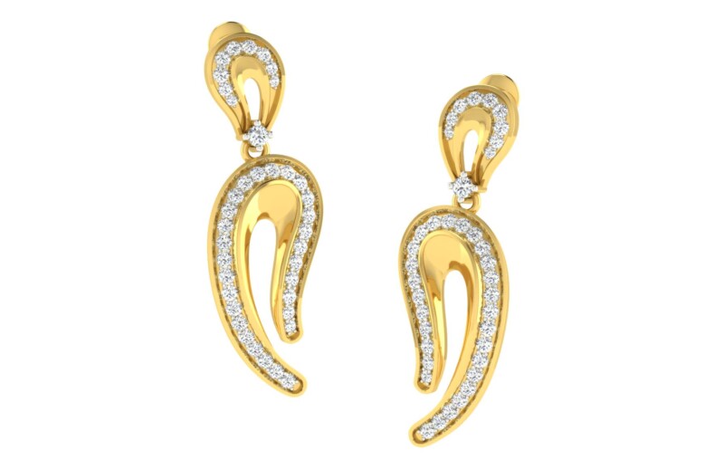 IGI Certified Natural Diamond 14/18K Fine Gold Earring Yellow Gold