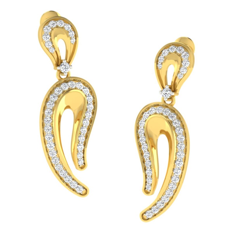 IGI Certified Natural Diamond 14/18K Fine Gold Earring Yellow Gold