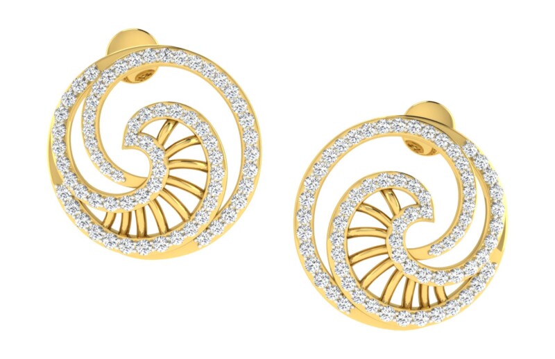 IGI Certified Natural Diamond 14/18K Fine Gold Earring Yellow Gold