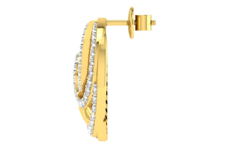IGI Certified Natural Diamond 14/18K Fine Gold Earring Yellow Gold