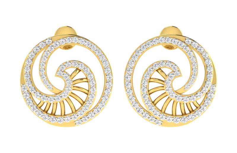IGI Certified Natural Diamond 14/18K Fine Gold Earring Yellow Gold