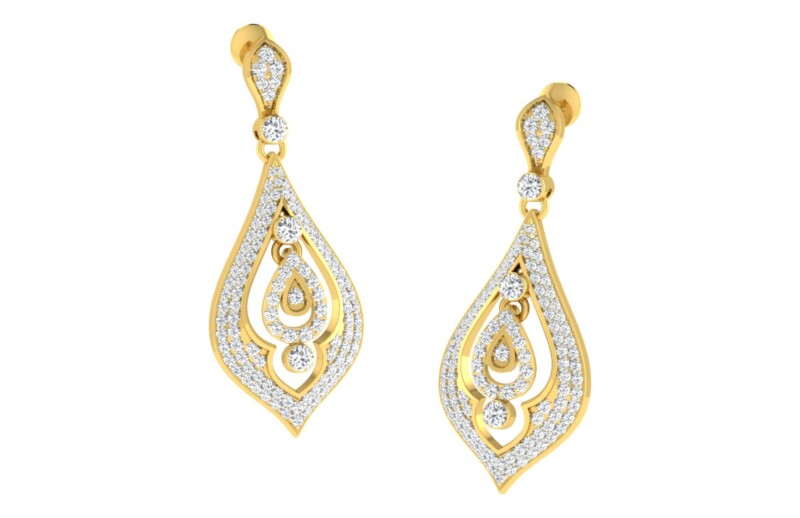 IGI Certified Natural Diamond 14/18K Fine Gold Earring Yellow Gold