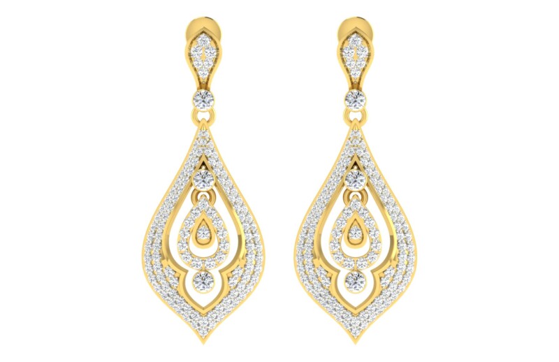 IGI Certified Natural Diamond 14/18K Fine Gold Earring Yellow Gold