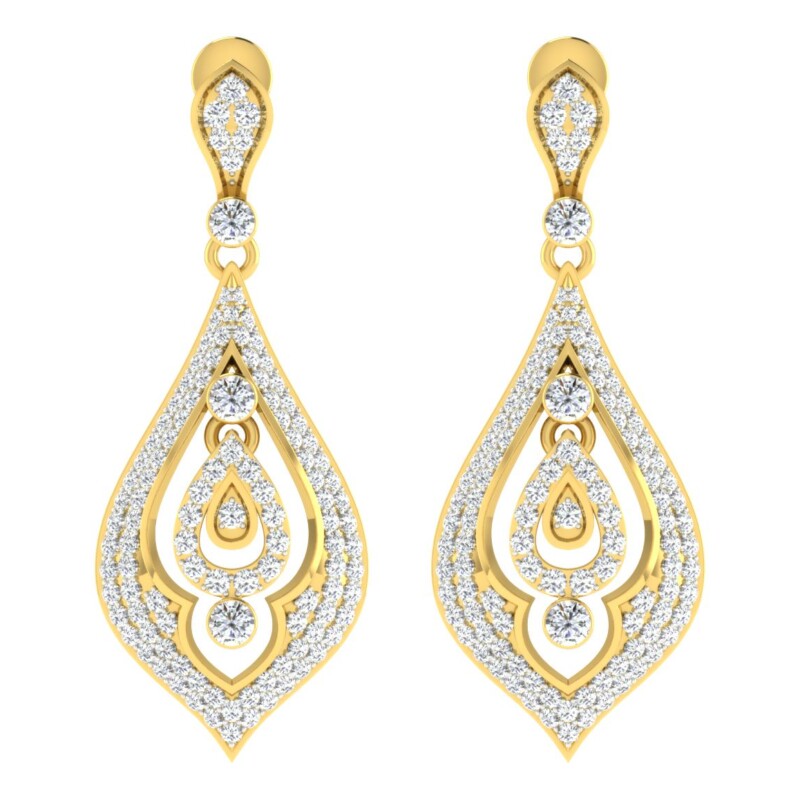 IGI Certified Natural Diamond 14/18K Fine Gold Earring Yellow Gold