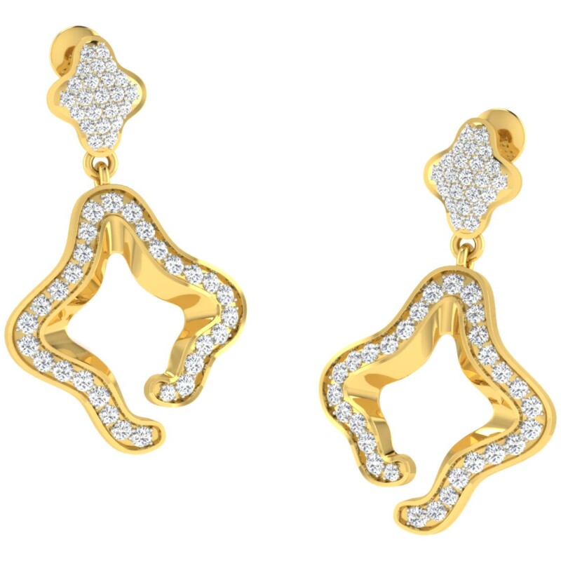 IGI Certified Natural Diamond 14/18K Fine Gold Earring Yellow Gold