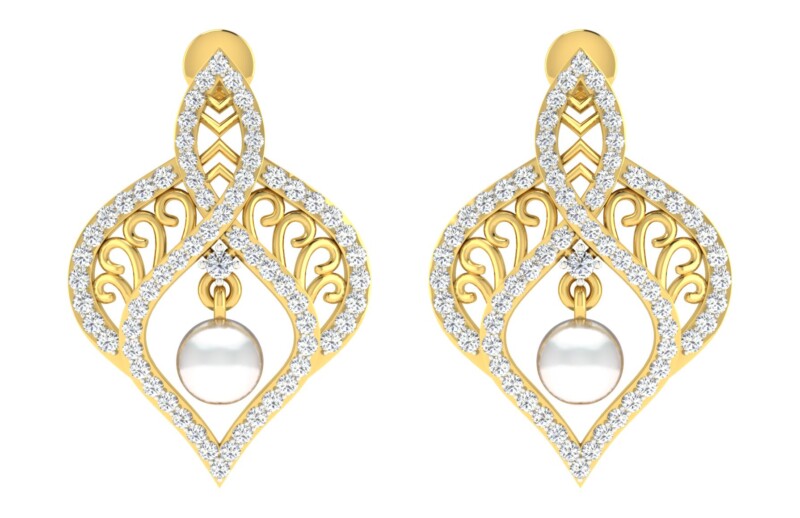 IGI Certified Natural Diamond 14/18K Fine Gold Earring Yellow Gold