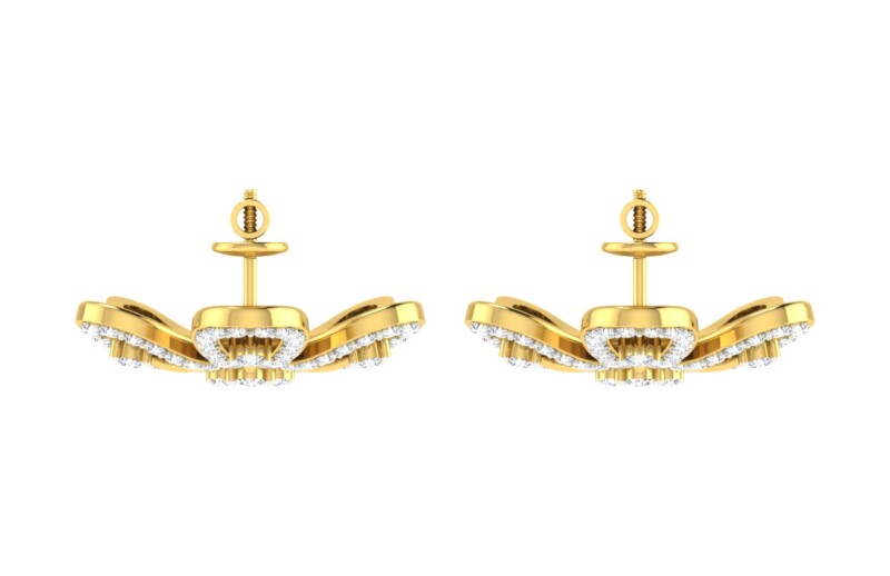 IGI Certified Natural Diamond 14/18K Fine Gold Earring Yellow Gold