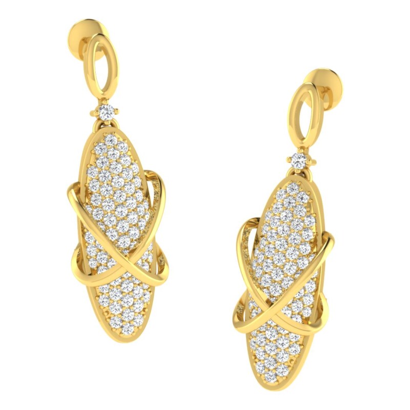 IGI Certified Natural Diamond 14/18K Fine Gold Earring Yellow Gold